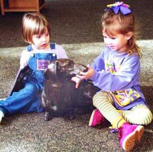 Children with So God To See You Dachshund Sculpture