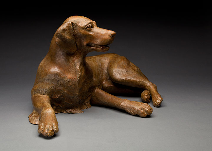 life-size bronze Golden Retreiver sculpture by Joy Beckner