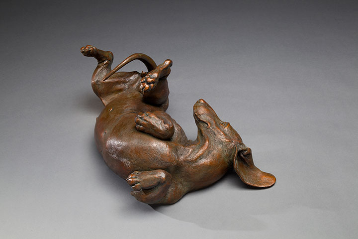 Miss Me fine bronze Dachshund sculpture by Joy Beckner