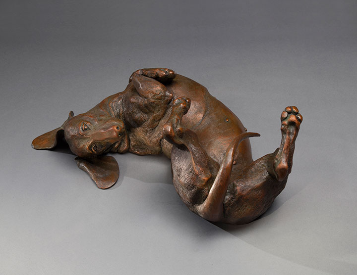 Miss Me fine bronze Dachshund sculpture by Joy Beckner