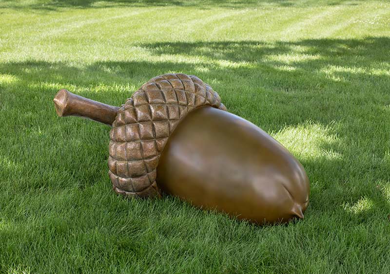 A Squirrel’s Dream A Bronze Acorn Sculpture by Joy Beckner fine sculptor