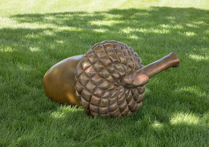 A Squirrel’s Dream A Bronze Acorn Sculpture by Joy Beckner fine sculptor