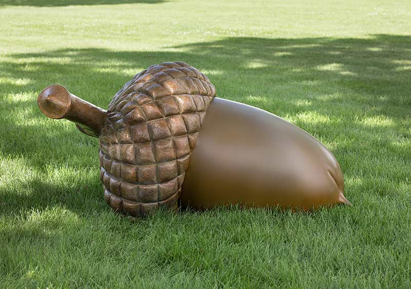 A Squirrel’s Dream A Bronze Acorn Sculpture by Joy Beckner fine sculptor