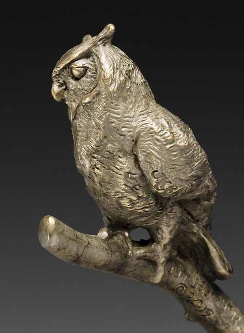 The Eyes Have It! a bronze owl sculpture by Joy Beckner